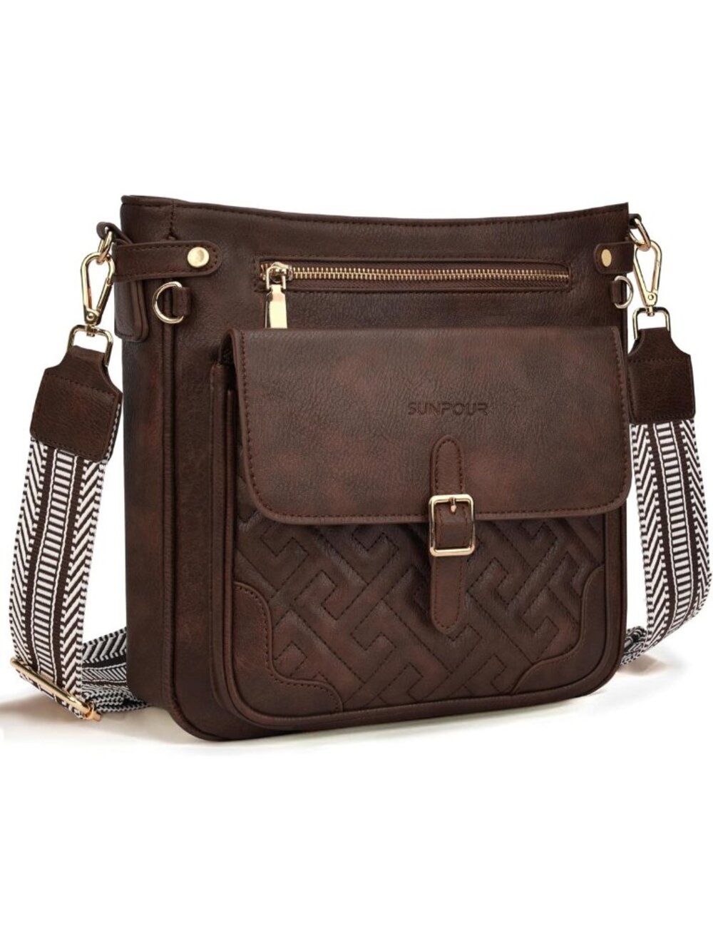 Stylish Large Leather Crossbody Bag for Women with RFID Protection, Versatile